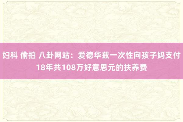 妇科 偷拍 八卦网站：爱德华兹一次性向孩子妈支付18年共108万好意思元的扶养费